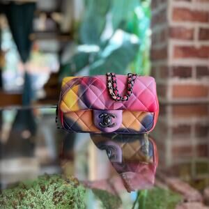 CHANEL Flower Power Extra Mini Quilted Lambskin Flap Shoulder Bag